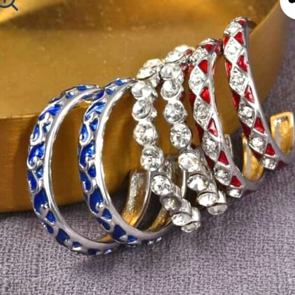 Set of 3 Austrian Crystal Criss Cross Earrings - Picture 1 of 16